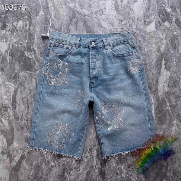 Herren-Shorts, 2023 SS, Diamant-Intarsien-Kapok-Muster, Denim-Jeans-Shorts für Männer und Frauen, 1 1, hochwertige Vintage-Unisex-Shorts aus schwerem Stoff, T231214