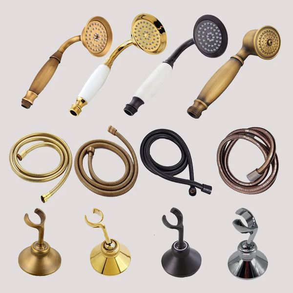 Badezimmer Duschköpfe Antique Handheld Duschkopf Duschhalter Sanitär Schlauch Toilette Bidet Sprühgerät Antiquitäten Handschuhe Gold gehalten Dusche 231213