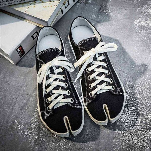 Kleid Schuhe Frauen Split Toe Flache Canva Frau Lace Up Sneaker Casual Ladies Vulkanisierte Runde Nase 220718