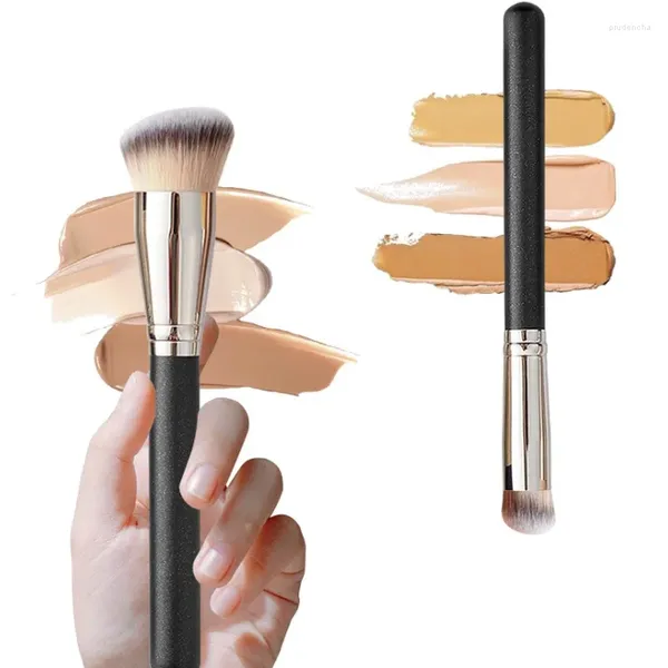 Pincéis de maquiagem 1pcs conjunto profissional high-end fundação corretivo contorno mistura escova de beleza fosco punho de madeira