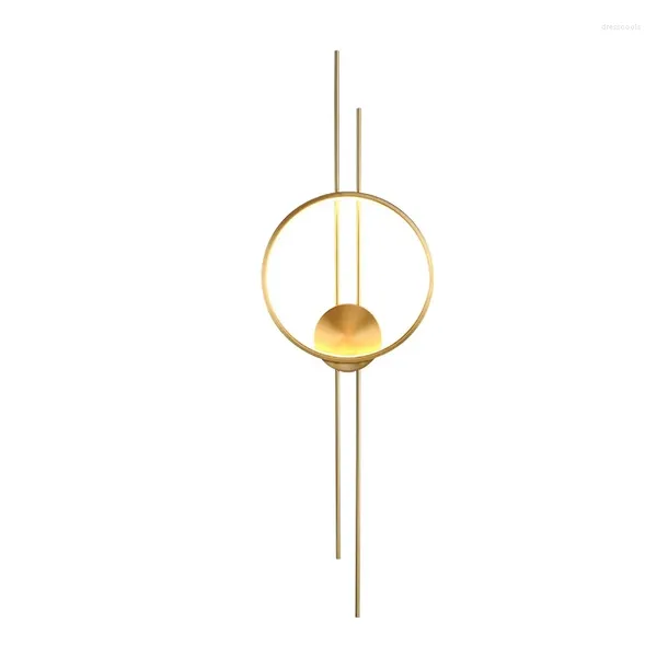 Lampada da parete moderna in rame con luce a LED per interni, anello in oro, soggiorno, decorazione, lusso, nordico, vanità, camera da letto, scala, balcone