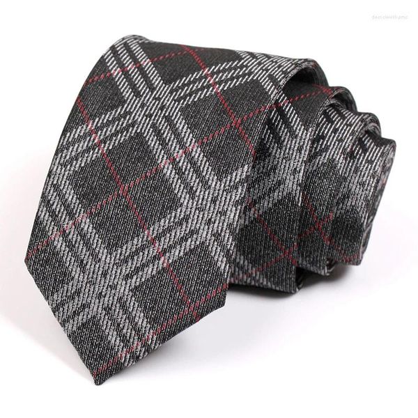 Papillaggio brand marca cravatta da uomo a quadri di alta qualità grigio scuro 7 cm per uomo abito da lavoro moda cravatta per feste di matrimonio grande lavoro