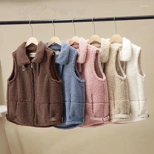 Giubbotti da donna con gilet di lana di agnello esterno corto autunno e inverno sciolto in stile occidentale