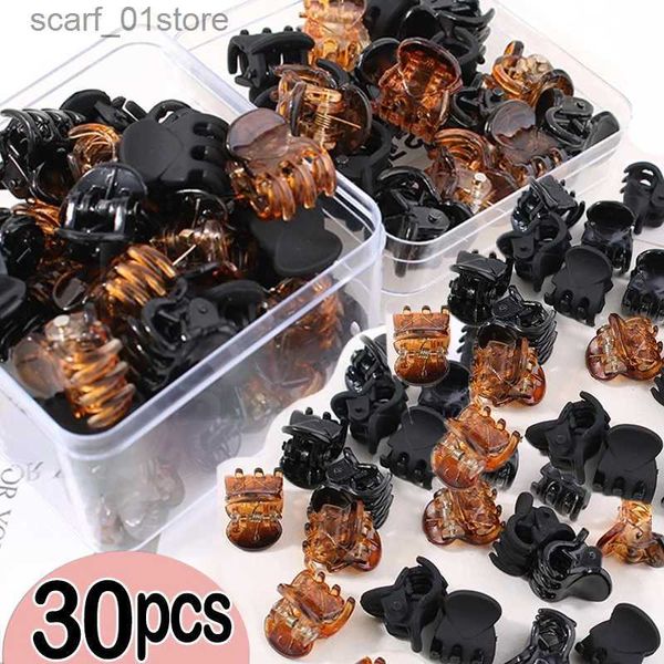 Kopfbedeckung Haarschmuck 10/30PCS Frauen Mädchen Mini Haarklammern Kinder Kunststoff Schwarz Haarnadeln J Haarspangen Klemme Pferdeschwanzhalter Kopfbedeckung HaarschmuckL231214