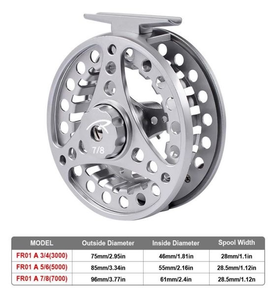 Fliegenfischen-Rad 345678 WT Fliegenfischen-Rolle, Aluminium-Fliegenrolle, CNC-maschinell geschnitten, großer Dorn, Druckguss99655445177637