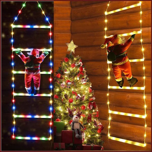 Altri articoli per feste per eventi Decorazioni natalizie Luce a scala a LED con bambola di Babbo Natale Lampada a corda remota impermeabile Finestra da giardino Albero di Natale Striscia sospesa 231214