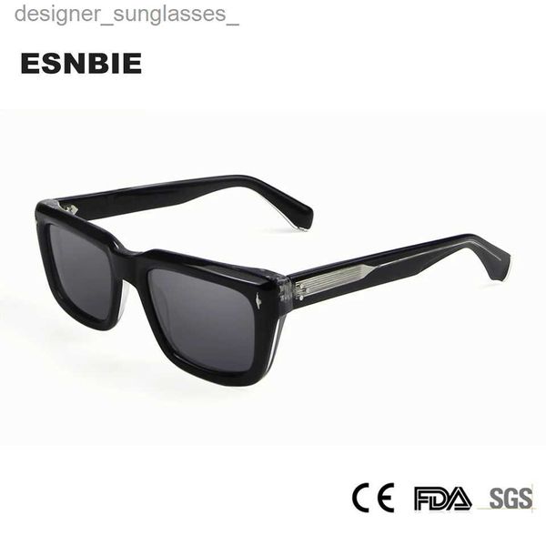 Sonnenbrille 2023 Hochwertige dicke Acetat Sonnenbrille Männer Marke Designer Rivet Square Suns Suns für übergroße UV400 -Farbtöne Malel231214