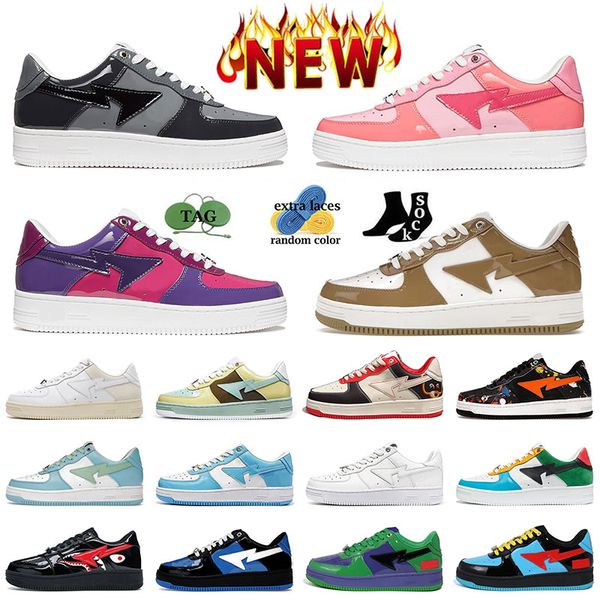 Bapestaes Laufschuhe Herren Lackleder Weiß Khaki Damen Trainer STA SK8 Sports JJJJound White Navy Sneakers Bapestaes Schuhe ABC Camo 20th Anniversary Pink