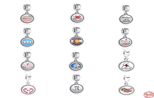 925 Argento Fit Charm 925 Bracciale rotondo Ciondolo pesca granchio Infermiera Mappa Set di ciondoli fai da te Ciondolo fai da te perline fini Gioielli8235071