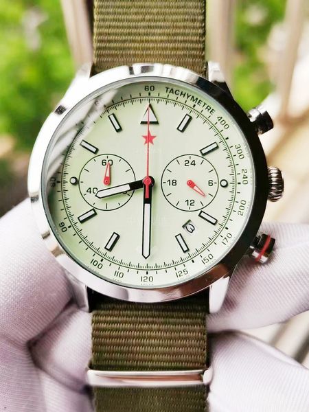 Armbanduhren Retro 1963 Uhr Pilot 5-Pin Kalender Multifunktionale Nachtlichtanzeige Militärische Tough Guy Armbanduhr Personalisierte Sportuhr 231213