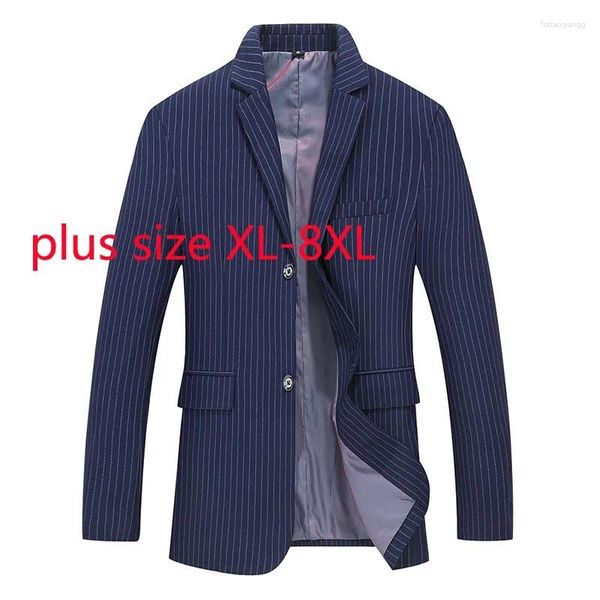 Abiti da uomo Moda Arrivo Super Large Primavera e Autunno Uomo Abito a righe Cappotto casual Blazer monopetto Plus Size XL-6XL 7XL 8XL