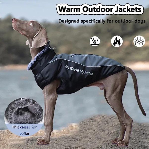 Abbigliamento per cani Vestiti per cani Calde giacche da esterno con striscia riflettente Cappotto in cotone ispessito Pet invernale per grandi