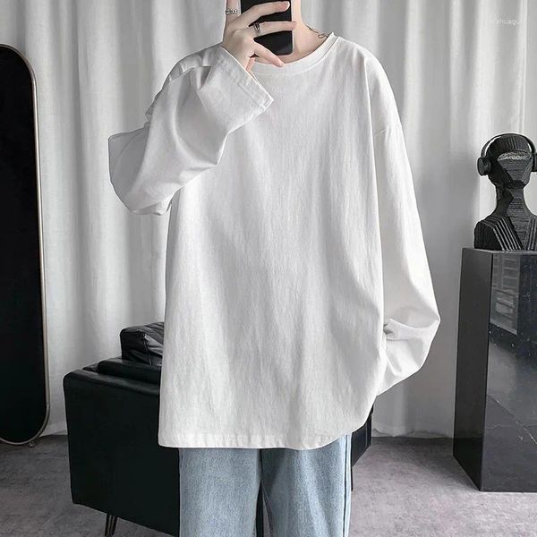 Magliette da uomo T-shirt di qualità di marca Uomo Girocollo Abbigliamento basic Autunno Tinta unita oversize Maschile Casual Top T-shirt Hip Hop Streetwear