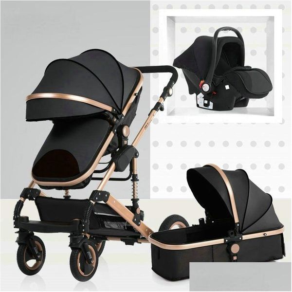 Carrinhos de bebê # carrinho de bebê alta paisagem pode sentar e dobrar dois sentidos absorvente de quatro rodas carrinho de inverno 3 em 1 entrega de gota bebê dhfe8
