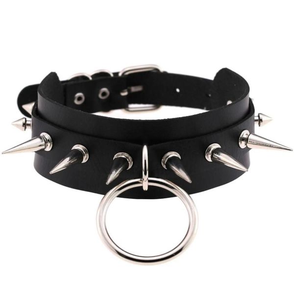 Girocolli Big Oround Punk Rock Girocolli gotici Donna Uomo Pelle Sier Spike Rivet Collare con perno Collana girocollo Gioielli Dichiarazione Bijoux758 Dhrsg