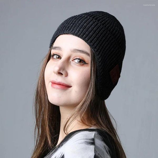 Berets Angeln Bluetooth-kompatibel Hut Winter Kappe Mit Kopfhörer Dicke Gestrickte Beanie Für Winddicht Ohr