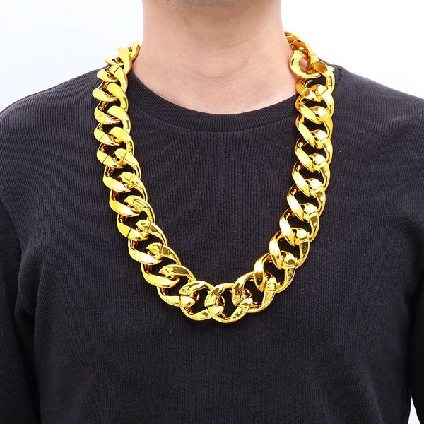 Colares Pingente Hip Hop Cor de Ouro Grande Acrílico Chunky Chain Colar Homens Punk Oversized Grande Plástico Link Chain Homens Jóias Amizade Presentes 231214