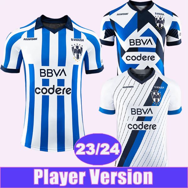 23 24 Monterrey R.FUNES MORI M.MEZA J.CAMPBELL Maglia da calcio versione giocatore uomo Home Blu Away Maglia da calcio terza bianca D.VERGARA Manica corta Aldult Uniformi