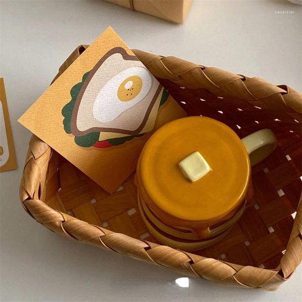 Tassen, Honig-Muffin-Keramikbecher mit Deckel, Kaffeetasse, Milch, niedlicher Cartoon, dreidimensional