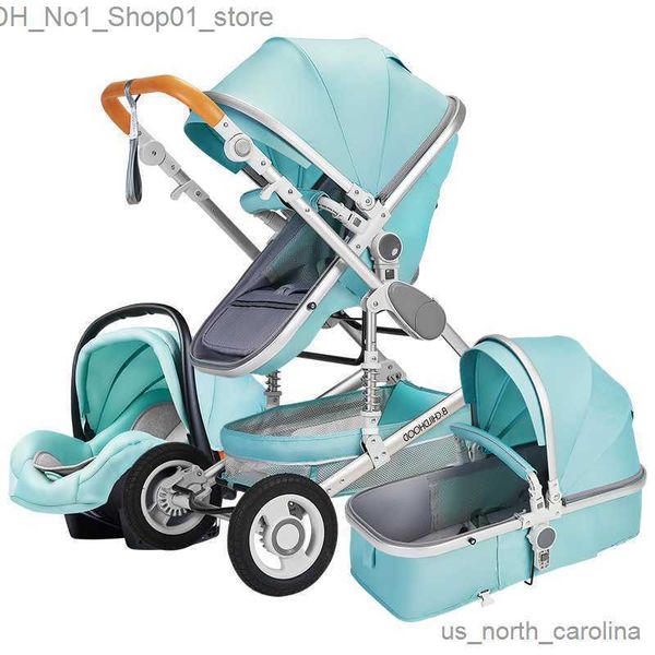 Kinderwagen# Kinderwagen# Kinderwagen 3 in 1 mit Autositz Luxuriöser multifunktionaler Kinderwagen blau Zusammenklappbarer Kinderwagen High Landscape Neugeborenenauto R230817 Q231215