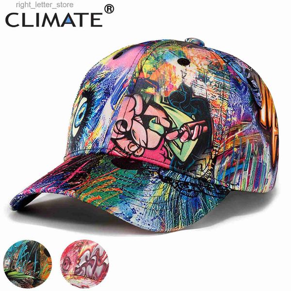 Ball Caps CLIMATE Hip Hop Baseball Cap Männer Frauen Street Dancer Cap Skateboard Graffiti Doodle Hut Busker Fans Caps Hut für Männer Frauen Jugend YQ231214