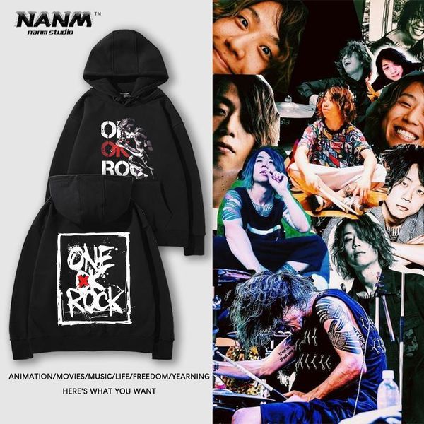 One OK Rock Felpa con cappuccio da uomo Autunno Inverno Personalità rock giapponese Top ampio e confortevole