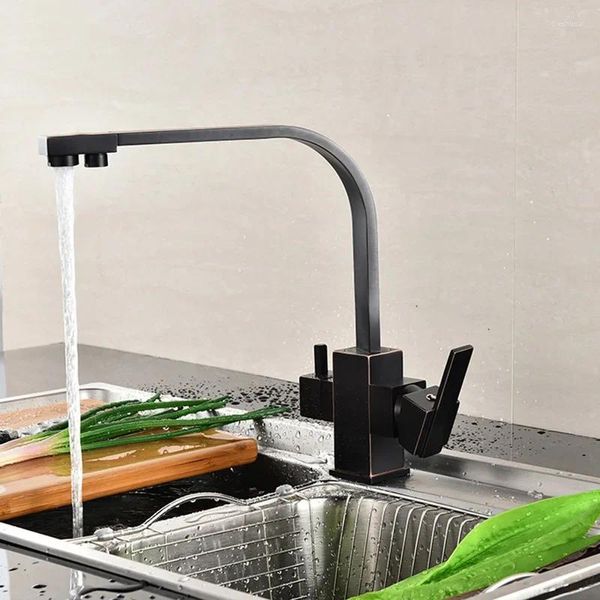 Küchenarmaturen ORB Messing Multifunktions-Waschtischarmatur Trinkwasserkräne Kaltmischerhahn Pure 3 Wege