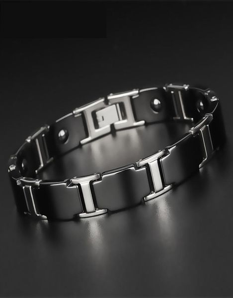 Bracciale coreano di salute popolare di moda maschile Bracciale in ceramica maschile Acciaio al tungsteno nero Terapia magnetica energetica Bileklik8897335