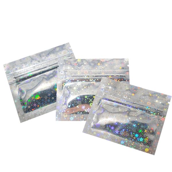 Kendi Mühür Zip Kilidi Alüminyum Folyo Ambalaj Torbaları 7.5x6.3cm Gıda Fasulyesi Örnek Depolama Hologram Küçük Mylar Fermuar Torbaları Toptan 100 PCS/LOT