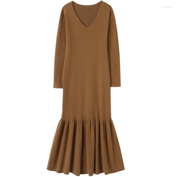 Lässige Kleider Maxi Trompete / Meerjungfrau Kleid Strick Kaschmir Winter Warmer Pullover Damen Designer Neueste Mode für 2023 Kleidung