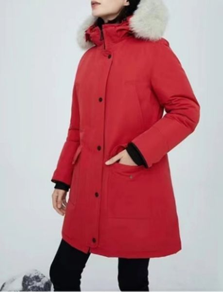 Winterjacke Frau Modedesigner Jacke Mantel Europa und die Vereinigten Staaten neue Damen Daunenjacke Wintermantel lange Jacke warme abnehmbare Kapuze rot Stil Z6