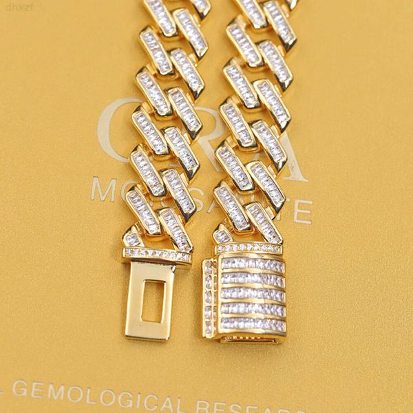 S925 Silber Cuban Link Armband 7/8/9 Zoll 12 mm breites Inlay 5A -Qualität CZ Diamond Baguettes Stones Kubanische Armband