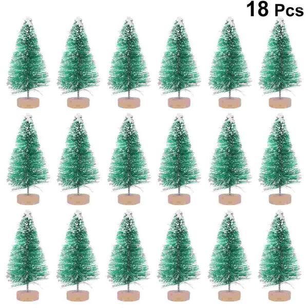 Decorazioni natalizie 12/18 pz 6.5/8.5 cm Mini Albero Sisal Seta Cedro Piccola Neve Gelo Alberi di Pino Desktop Ornamento Anno Decorazione Del Partito