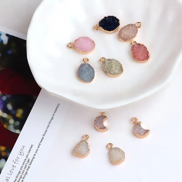 Brincos pendurados 6 peças de resina lua oval pingente único pendurado para mulheres fazendo colar pulseira material acessórios de joias faça você mesmo