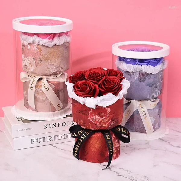 Fiori decorativi Rose conservate Bouquet Sapone artificiale Regalo per il suo San Valentino Compleanno anniversario della mamma