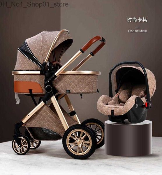 Carrinhos # carrinhos # 3 em 1 carrinho de bebê alta paisagem carrinho reclinável luz dobrável com assento de carro cradel q231215