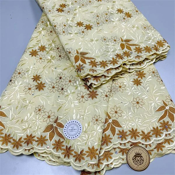 Tecido e costura 5 jardas tecido de renda suíça mais recente bordado pesado frisado africano 100 algodão tecidos voile estilo dubai 4l08305 231213