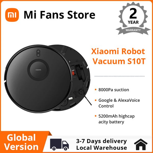 Versão global xiaomi robô aspirador de pó s10t 5200mah bateria anti-emaranhado 8000pa sucção lds navegação a laser controle de voz