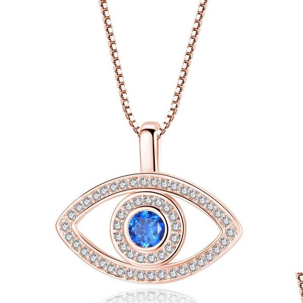 Подвесные ожерелья синий злой глаз подвесной ожерелье роскошное хрустал CZ Клавица Sier Gold Dewelry Третья мода циркона на день рождения drzff dhrzf