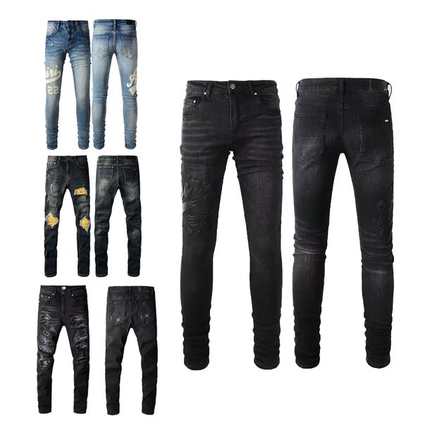 Calças de brim roxas masculinas designer estiramento estilo fino jeans norte-americano moda casual high street pike hip hop calças