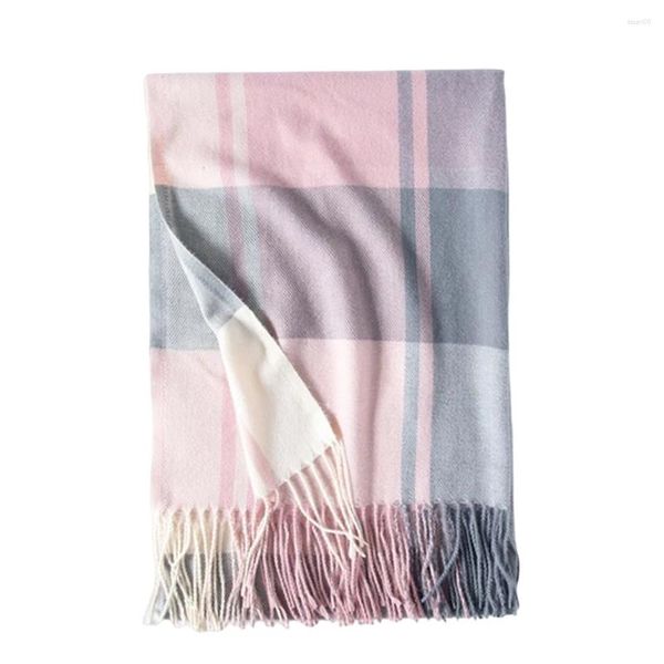 Шарфы женский большой зимний шарф с теплым мягким дизайном с кисточками из искусственной клетчатой ткани для рыбалки на открытом воздухе, свиданий, покупок