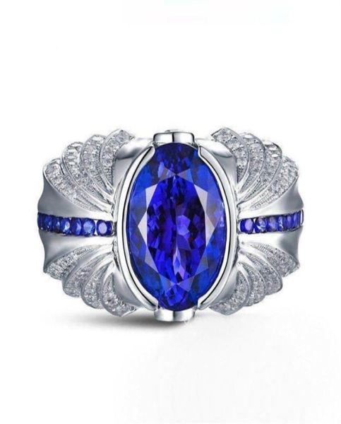Victoria Wieck marca artesanal masculino turquesa jóias 4ct safira 925 prata esterlina anel de casamento presente 55 N26979308