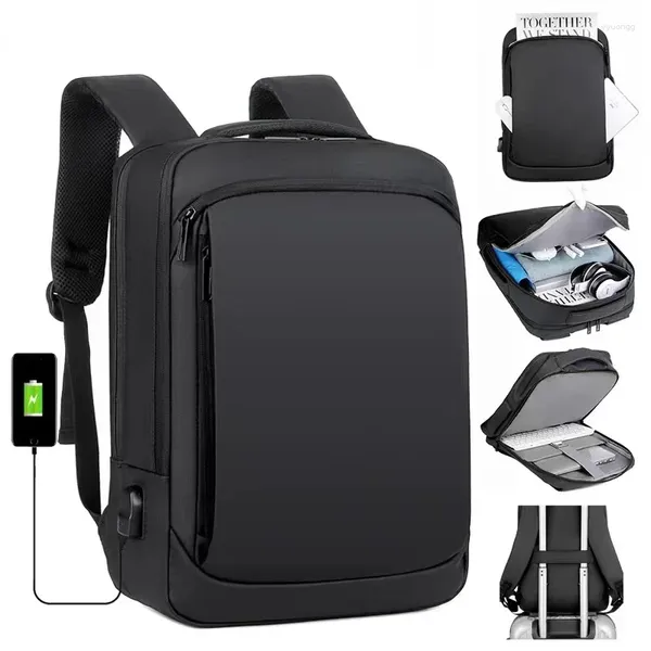 Backpack Men Men USB Charging Laptop à prova d'água Mulheres casuais Oxford Male Business Bag18 polegadas Bolsa de viagens de notebook para computador