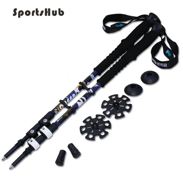 Kayak Kutupları Sportshub 1pc Alüminyum Alaşım Kayak Polonları 3 Kesit Sectionsescopic Yürüyüş Alpenstock Tırmanma Kameseri Yürüyüş Pole Baston Stick SES0045 231213