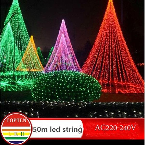 HI-Q impermeável 240 LED String Light 50M 220V-240V Luz de decoração ao ar livre para festa de Natal Casamento 8 cores Interior ao ar livre dec270b