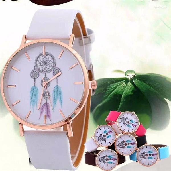 Armbanduhren Nr. 2 Uhren für Damen, Freizeituhren, modisch, Traumfänger, Quarzuhr, Lederarmband, Gürtel, Damenkleid