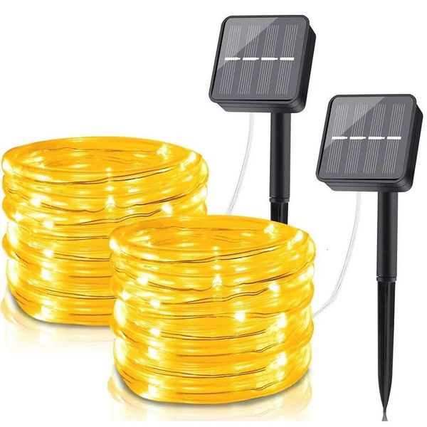 Andere evenementen Feestartikelen Solar Tube Fairy Lights 5/10/20M Waterdichte Led Solar Rope Lights Voor Outdoor Tuin Straatdecoraties 8 Modi LED String Lampen 231214