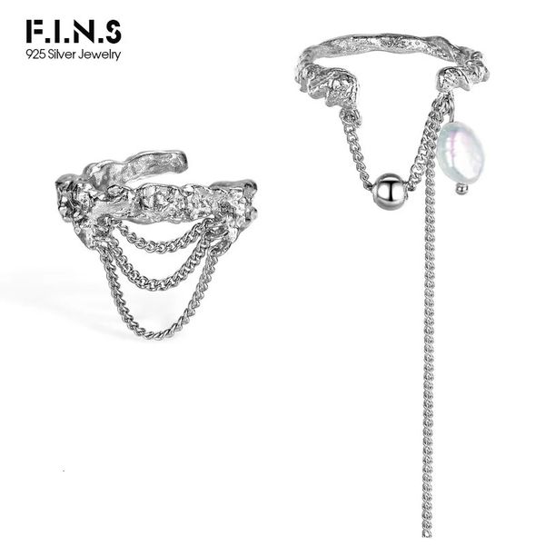 Fedi nuziali F.I.N.S Anello in argento sterling 925 Apertura catena regolabile Nappa Anello con perla barocca Punk Rock Indice Anelli a dito medio per le donne 231214