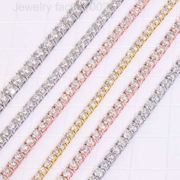 Ожерелье хип -хопа 925 серебряное серебро VVS Moissanite Diamond Tennis Chain Braceble для мужчин женщин