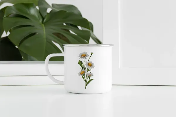 Canecas Flor Caneca Simples Boreal Europa Estilo Livro de Estudo Café Esmalte 11oz Presente de Aniversário de Amigo de Menina